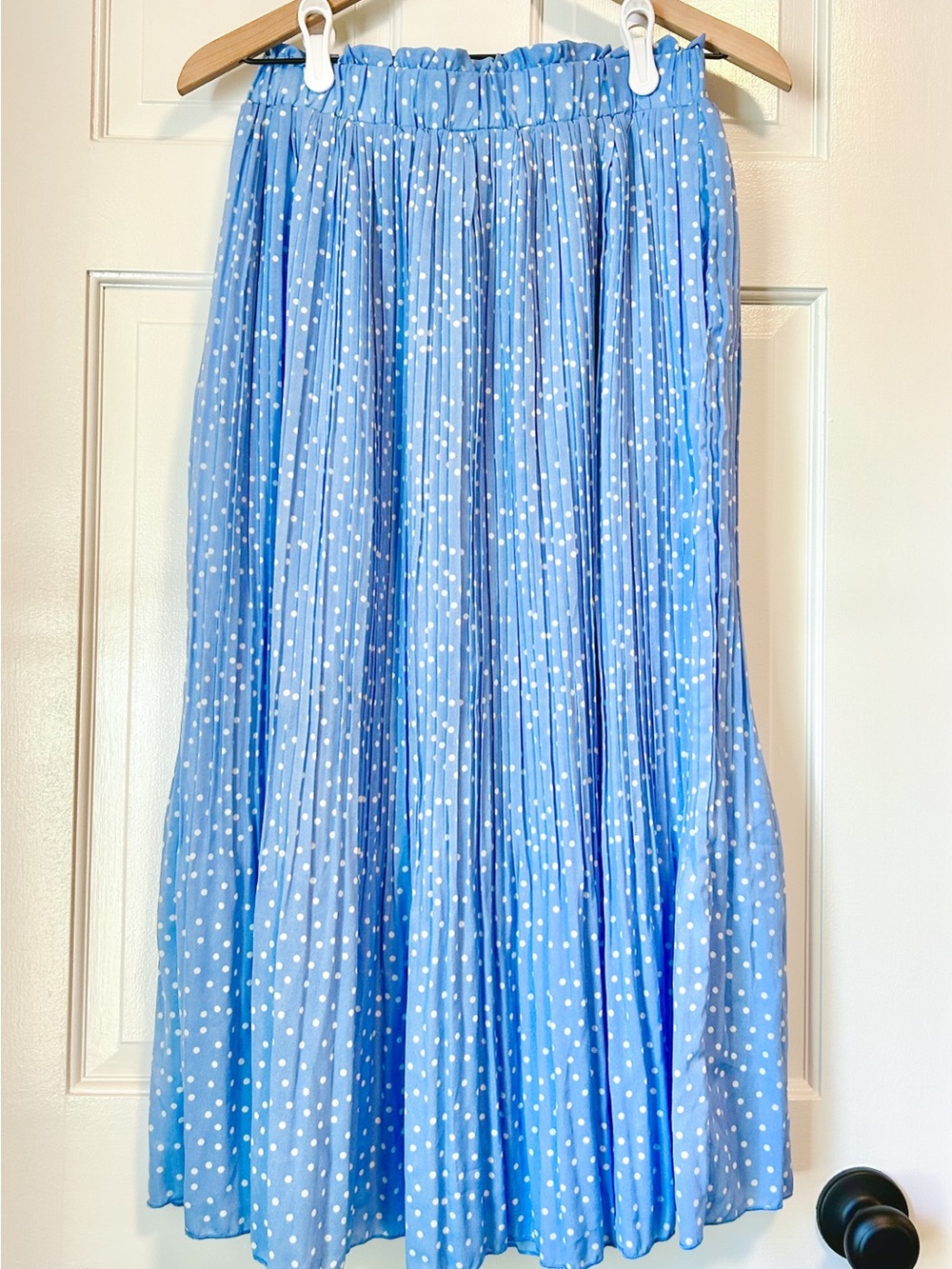 NWT Blue Polka Dot Pleated Midi Skirt - Size M - Picture 3 of 5